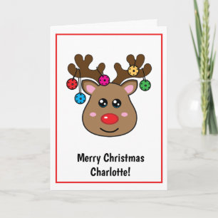 Christmas pickleball Reindeer Card