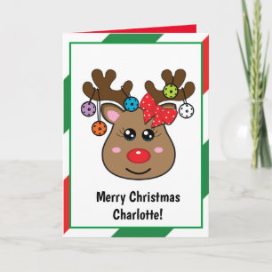 Christmas pickleball Reindeer folded Card
