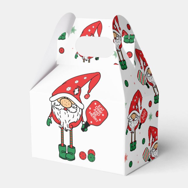 Christmas pickleball  Santa gable Favor Box (Front Side)