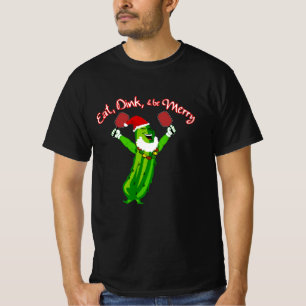 Christmas Pickleball Santa Hat Pickle T-Shirt