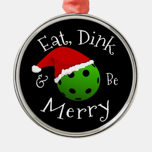 Christmas Pickleball Saying Metal Ornament (Front)