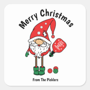 Christmas pickleball square sticker
