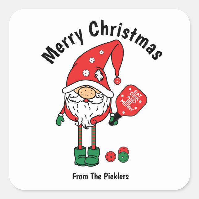 Christmas pickleball  square sticker (Front)