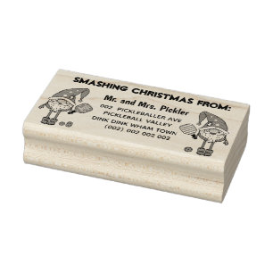 Christmas pickleball sticker rubber stamp