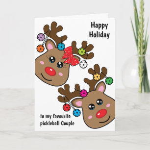 Christmas pickleball with Reindeers, custom text C Card