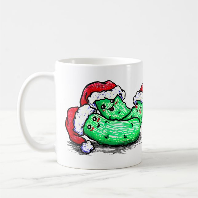 Christmas Pickles Coffee Mug (Left)