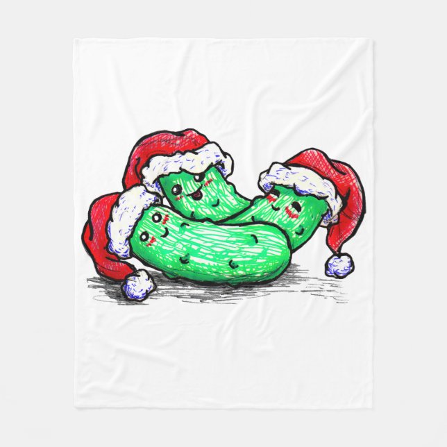 Christmas Pickles Fleece Blanket (Front)