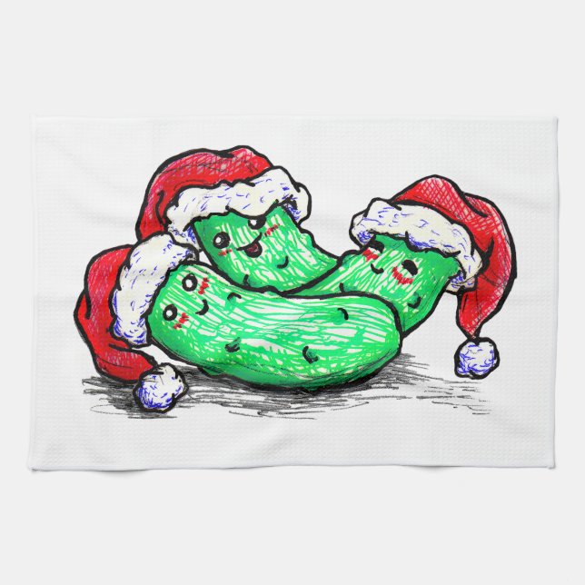 Christmas Pickles Kitchen Towel (Horizontal)