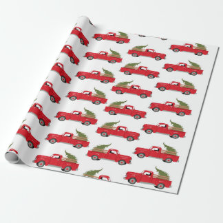 Christmas pickup truck pattern wrapping paper