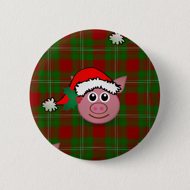 christmas pig 2 inch round button (Front)