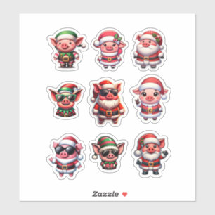 Christmas Pig Cartoon Characters