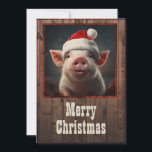 Christmas Pig Holiday Card<br><div class="desc">pig farm piglet merry,  red funny christmas hug , hat tree animal pet , snow cold santa claus , snowflake happy winter , holiday christmas cute pig</div>