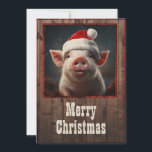 Christmas Pig Holiday Card<br><div class="desc">pig farm piglet merry,  red funny christmas hug , hat tree animal pet , snow cold santa claus , snowflake happy winter , holiday christmas cute pig</div>