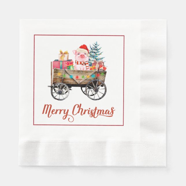 Christmas Pig Paper Napkins (Front)