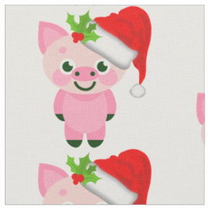christmas pig santa claus fabric