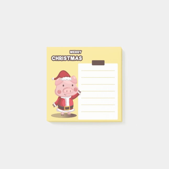 Christmas Pig Santa Post-It Notes (Front)