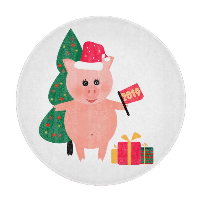 Christmas, pig year cutting board (Front)