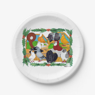 Christmas Pigeons Paper Plate