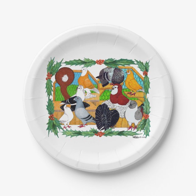 Christmas Pigeons Paper Plate (Front)