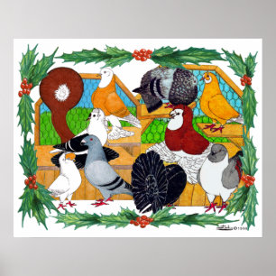 Christmas Pigeons Poster