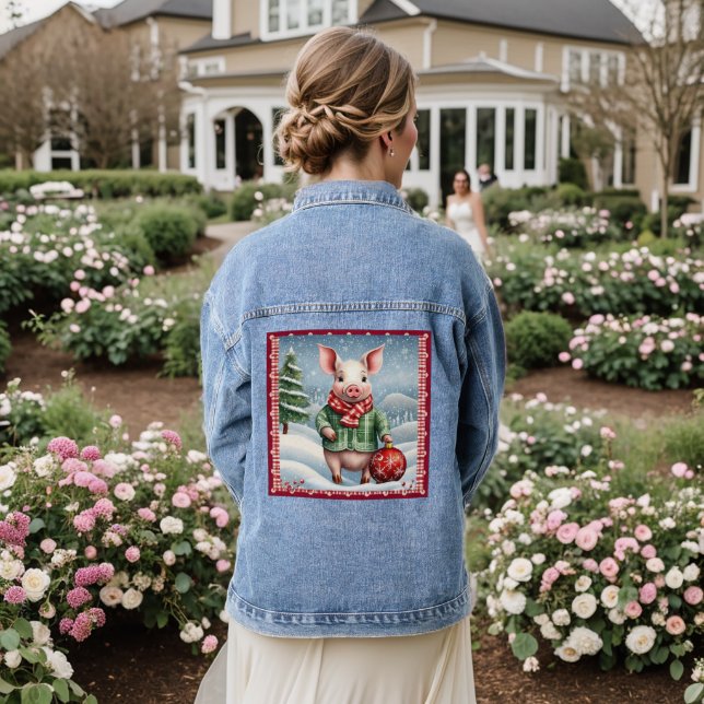 Christmas Piglet Denim Jacket (Wedding Back)