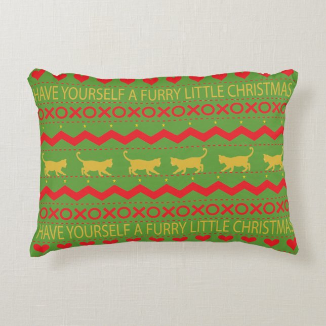 Christmas Pillow "Furry Christmas" Cats (Front)