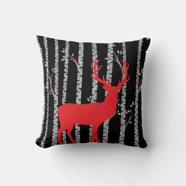 Christmas Pillow with Red Deer (Front)