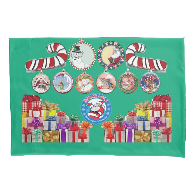 Christmas Pillowcase with Santa, Jerry and Rex (Front)