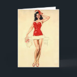 Christmas Pin-Up Girl and Classic Santa Holiday Card<br><div class="desc">Christmas Greeting Card featuring Classic Pin Up Girl dressed as Santa,  left blank in side so you can personalize.</div>