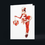 Christmas Pin-Up Santa Girl Holiday Card<br><div class="desc">Christmas Pin Up Girl dressed in Santa Dress is a fun Christmas Card,  left blank inside so you can personalize.</div>