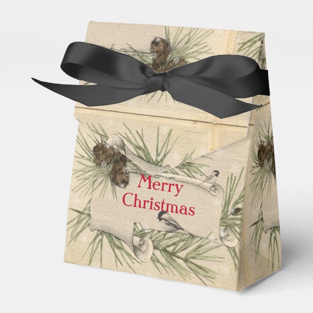 Christmas Pincones, Snowflakes, Treats, Favour Box (Front Side)