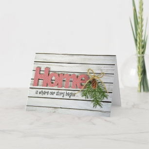 Christmas pine and Home quote Holiday Card