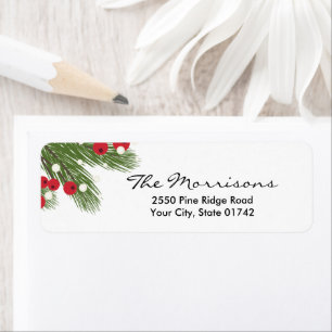 Christmas Pine & Berry Custom White Return Address