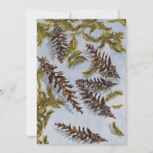 Christmas pine cone evergreen branches card