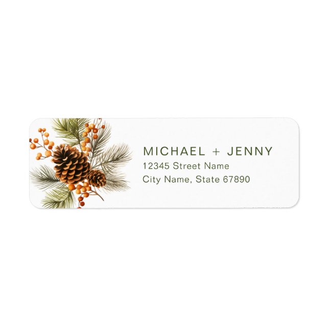 Christmas Pine Cone Return Address Labels (Front)