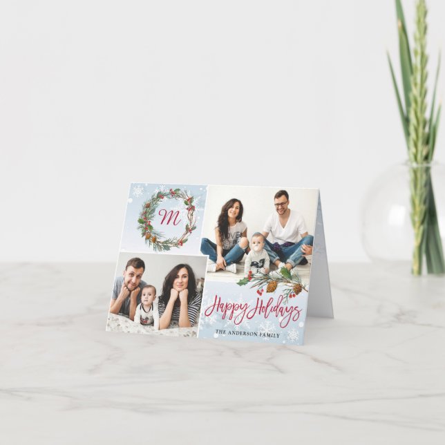 Christmas Pine Cones 3 PHOTOS Greeting Folded Holiday Card (Front)