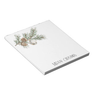 Christmas Pine Cones Branch and Ornament Notepad