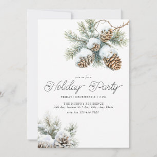 Christmas  Pine Cones   Branch Holiday Party Invitation