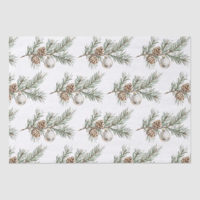 Christmas Pine Cones Branch Ornament Tissue Paper (Front)
