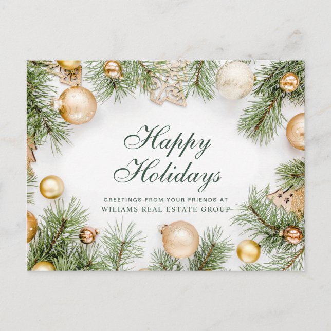 Christmas Pine Cones Branch Rustic Greeting Postcard (Front)