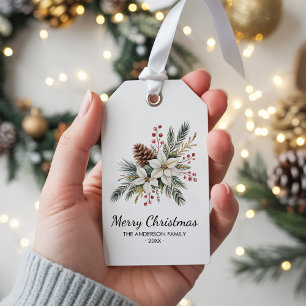 Christmas Pine Cones Branches flowers holly berry  Gift Tags