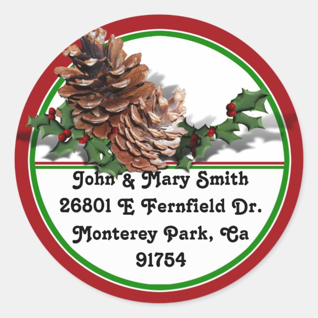 Christmas Pine Cones Classic Round Sticker (Front)