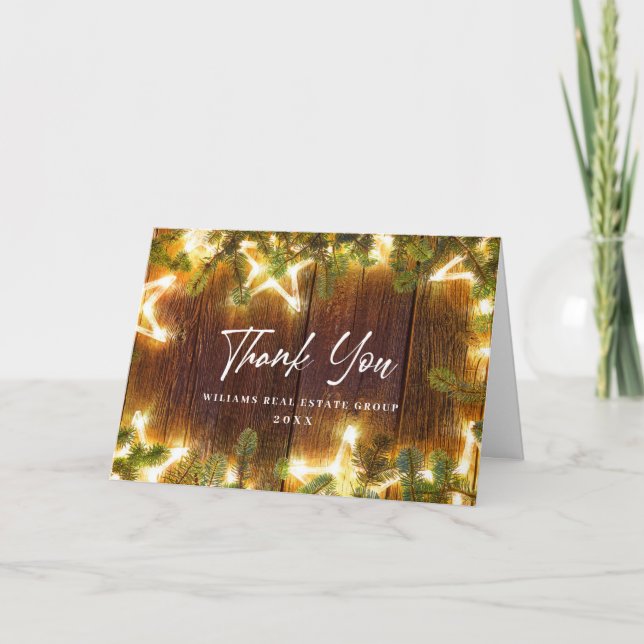 Christmas Pine Cones Corporate Holiday Thank You Card (Front)