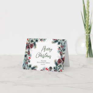 Christmas Pine Cones Corporate Rustic Greeting Holiday Card