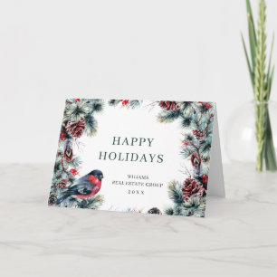 Christmas Pine Cones Corporate Rustic Greeting Holiday Card