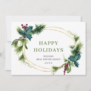 Christmas Pine Cones Corporate Rustic Greeting Holiday Card