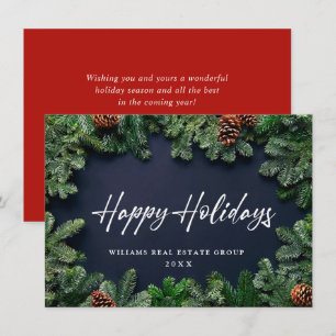 Christmas Pine Cones Corporate Rustic Greeting Holiday Card