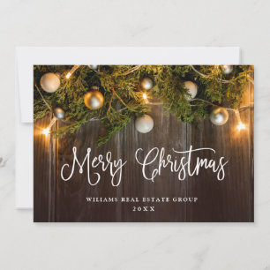 Christmas Pine Cones Corporate Rustic Greeting Holiday Card