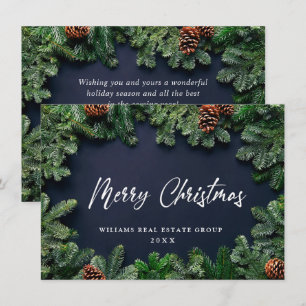 Christmas Pine Cones Corporate Rustic Greeting Holiday Card