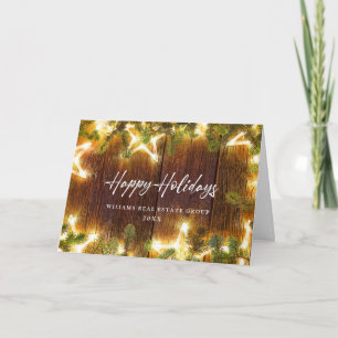 Christmas Pine Cones Corporate Rustic Greeting Holiday Card